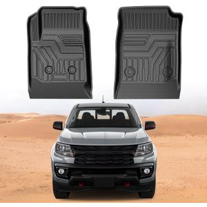 Mixsuper Colorado Floor mats-Floor mat for 2015-2022 Chevy Colorado/GMC Canyon (Ext, Dbl & Crew Cabs),All Weather TPE Rubber Floor Liners Protection for Canyon Accessories,Anti-Slip Car Mats, Black