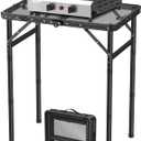 FUNYKICH Folding Grill Table for Outside, 3 Height Adjustable Portable Camping Tables, Lightweight Metal Aluminum Outdoor Table with Portable Handle for Camping, Picnic, BBQ, 23''x16'', Black