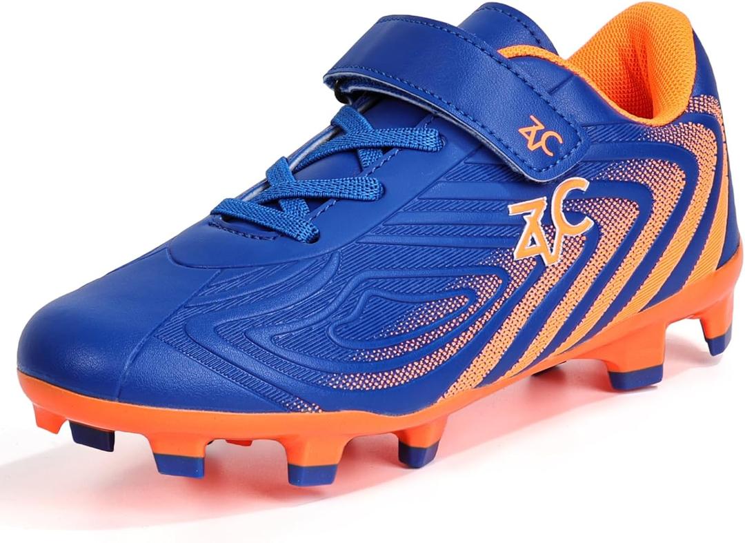 ZVC Kids Soccer Cleats Boys Girls Soccer Shoes Outdoor Firm Ground Youth Football Cleats for Kids 4 Big Kid