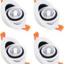 YGS-Tech 3 Inch Eyeball Gimbal LED Recessed Lighting Dimmable Downlight, 5W (50W Halogen Equivalent) Adjustable Spotlight, 3000K Warm White, CRI80, Ceiling Light with LED Driver (4 Pack)