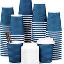 JOLLY CHEF 100 Pack Disposable Coffee Cups, 12oz To Go Paper Coffee Cups with Lids and Stirrers for Hot Beverage