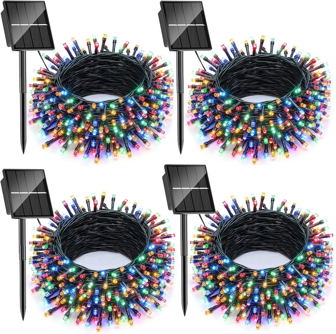 SOLARBABY 4 Pack Solar Christmas Lights Outdoor, Total 146Ft 400 LED Solar String Lights Outdoor with 8 Modes, Waterproof Multicolor Fairy Light for Outside Garden Yard Xmas Tree Christmas Decoration