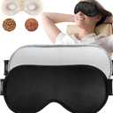 Heated Eye Mask (2-Packs), Moist Warm Compress Microwave with Flaxseed Cassia Seed, Weighted Eye Mask for Sleeping, Dry Eyes, Stye Eye Treatment, Relief Eye Fatigue (Black&Grey)