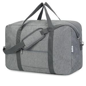 Narwey Foldable Carry on Luggage 22x14x9 Airline Approved Duffle Bag for Travel Packable Duffel Bag for Traveling Airplane for Women and Men 40L (Grey (With Shoulder Strap))