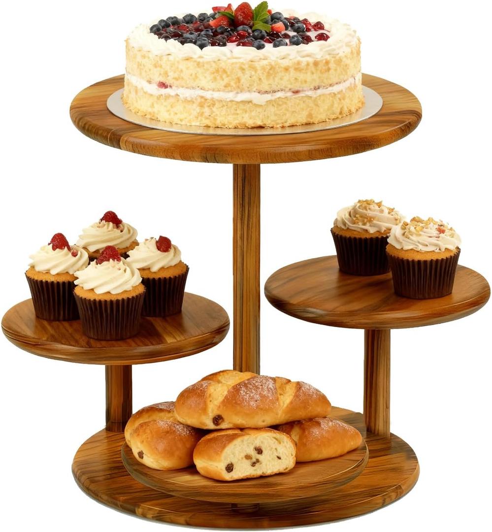 Cupcake Stand, 4 Tier Cupcake Tower Stand for 50 Cupcakes, Wood Cake Stand, Wedding Cake Stands, Cupcake Display Stand, Cup Cake Tower Stand for Birthday Anniversary Party Decoration