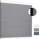 SUNFREE Cellular Shades Blackout Blinds Cordless Honeycomb Window Shades for Bedroom, Blinds for Window and Door, Home and Office, Grey, 34" W x 64" H