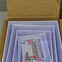 6 Pcs Buffet Risers with Markers and Signs, Risers for Display for Food, Jewelry Display, and Daily Organization, Acrylic Food Risers, Cube Boxes Nesting Riser (Sizes: 3",4",5",6",7",8" (White)