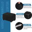 H.VERSAILTEX Real Velvet Plush 1 Piece Form Fit Stretch Rectangle Folding Storage Covers Ottoman Slipcovers Removable Footstool Protect Footrest Covers Elastic Bottom, Machine Washable(X-Large, Black)