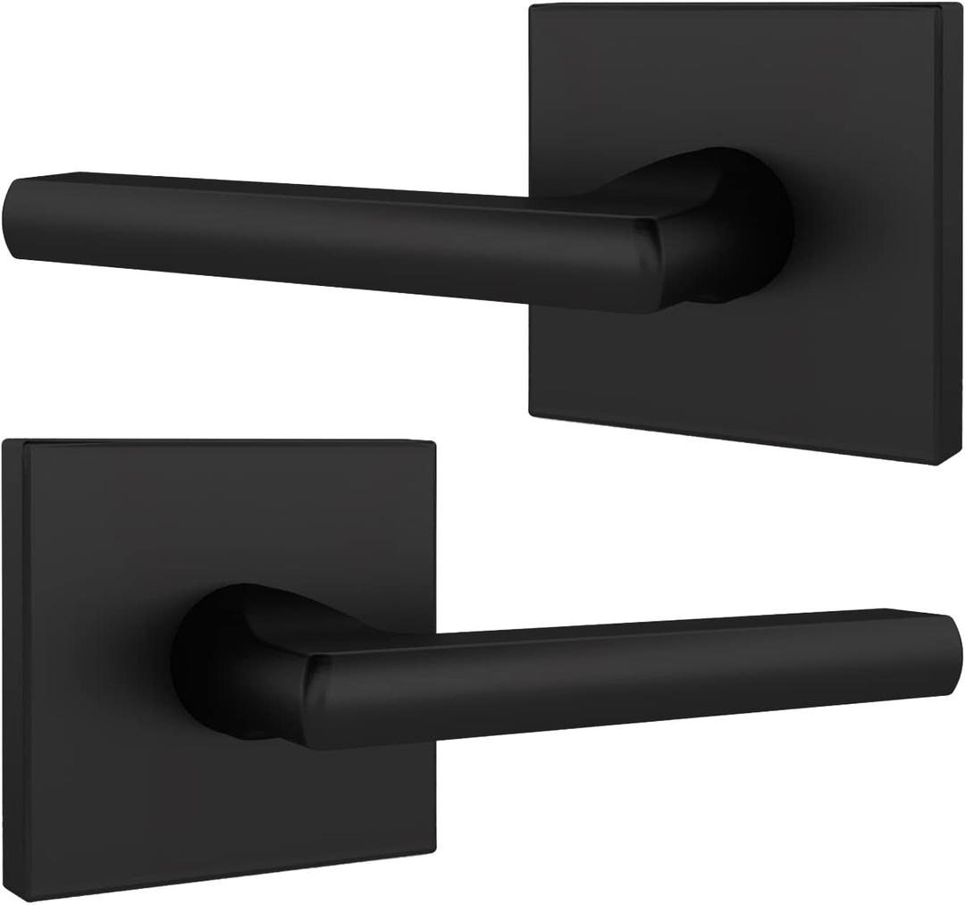 Mega Handles Prime Dummy Lever, Door Handle for Closet or French Doors, Single Side Door Levers, Non-Turning, Fits All Standard Door Sizes, Covered Screws Included - Matte Black (2 Pack) 5" (5 Inch - Covered Screws)
