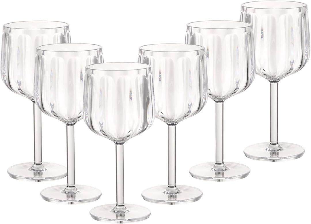 6-Pack Plastic Wine Glasses - 12oz Shatterproof Stemware, Reusable BPA-Free Lead-Free Vintage Clear Vintage Goblets for Weddings, Parties Occasions,Perfect Gifts for Weddings, Birthday.