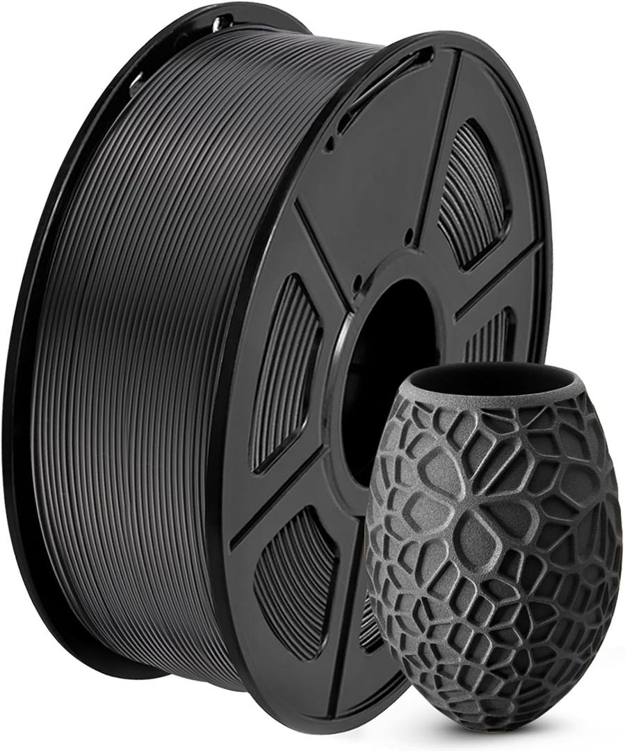 SUNLU PLA 3D Printer Filament PLA Filament 1.75mm, Neatly Wound 3D Printing Filament 1.75mm, Dimensional Accuracy +/- 0.02 mm, Fit Most FDM 3D Printers, 1kg Spool (2.2lbs), Black