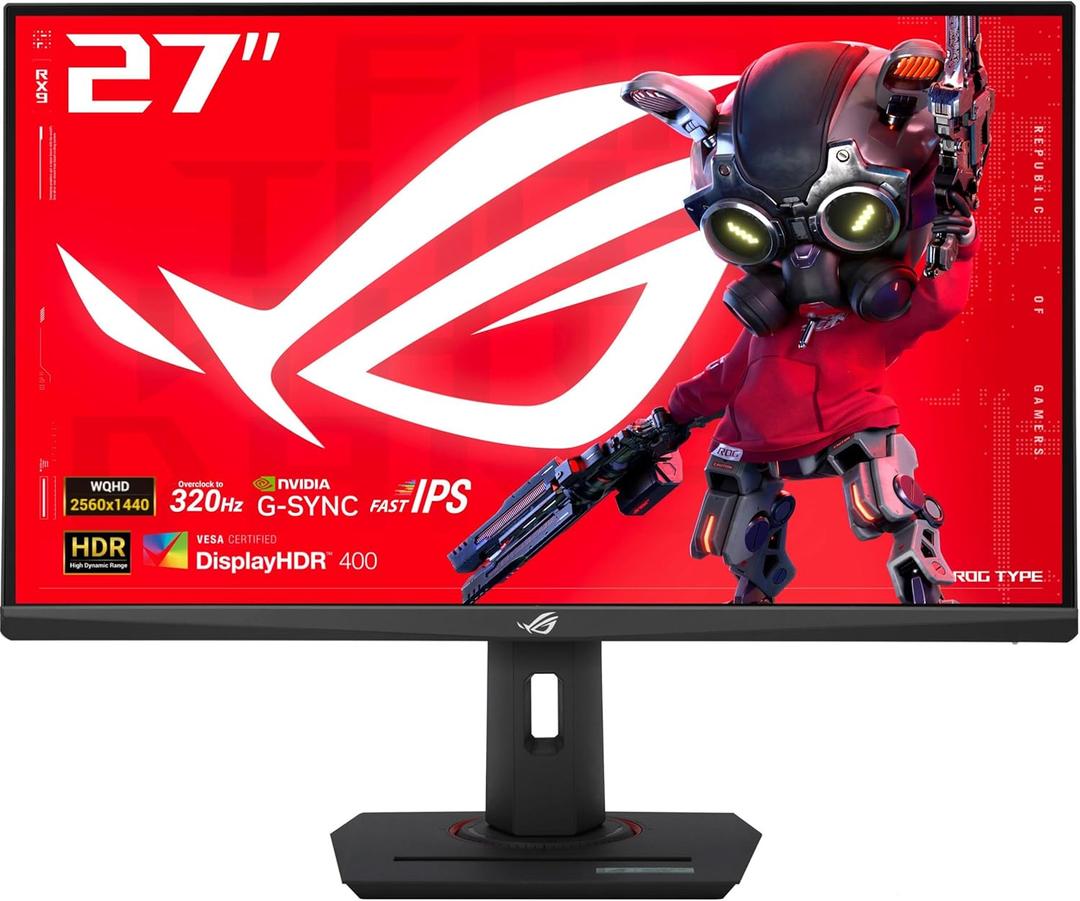 ASUS ROG Strix 27 1440P USB-C HDR Gaming Monitor (XG27ACMS) QHD (2560 x 1440), 320Hz, 0.3ms, Fast IPS, Extreme Low Motion Blur Sync, G-SYNC Compatible, DisplayWidget, Tripod Socket, 