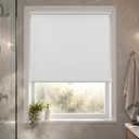 HESTIA No Drill Cordless Blackout Roller Shades Screwless Waterproof Shower Window Blinds, Auto-Retraction Easy Install Blind for Bathroom/Kitchen/Office/Exterior, White, 27" W x 54" H