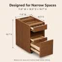 End table with Charging Station Wooden Nightstand with Drawers,Walnut, 16.5"D x 11.8"W x 19.7"H