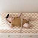 Tiny Twinkle Diaper Changing Pad for Dresser & Nursery Table Waterproof, Wipeable & Mess-Proof Baby Changing Pad with Safety Strap, Non-Slip Base & Removable Washable Cover(Beige Checkers)