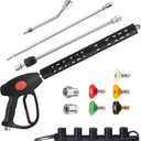 M MINGLE High Pressure Washer Gun, Extension Wands and 30 Degree Curved Rod for Hard-to-Reach Areas, M22 15mm or M22 14mm Fitting, 5 Nozzle Tips, 4000 PSI (64 Inch)