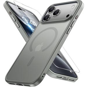 Miracase Magnetic for iPhone 17 Pro Max Case with Screen Protector [Compatible with MagSafe] Slim Thin Phone Case Military-Grade Protected for 17 ProMax Cover Bumper 6.9", Grey (Gray)