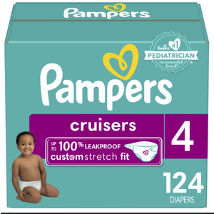 Pampers Diapers - Baby Dry - Size 4, 124 Count, Absorbent Disposable Infant Diaper 