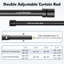 Double Curtain Rod for Windows 48 to 84 1 Inch Heavy Duty Decorative Drapery Rod with 5/8 Inch Adjustable Small Black Curtain Rods for Living Room Bedroom(32"-90")