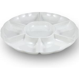 Sovereign White Premium Plastic Sectional Tray - 18" (1 Pc) - Elegant, Durable & Versatile - Ideal for Parties, Events, and Catering