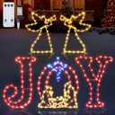 5 Pcs 51'' Christmas Joy Nativity Angel Lights Decorations for Yard, Religious Scenes Window Silhouette with 8 Modes and Timer, Remote Control Xmas Garden Decor with Stake for Home Lawn Pathway(Blue)