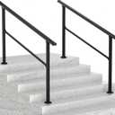 LOVMOR 2 Pack 5 Step Hand Rails for Outdoor Steps, Wrought Iron Railing, Exterior Hand Railing for Steps, Porch Railing Kit (4-5 Steps Handrail)