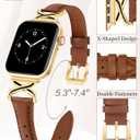 JR.DM Leather Bands Women Compatible with Apple Watch 40mm 38mm 44mm 45mm 41mm 42mm 46mm 49mm Dressy Slim Fancy Designer Strap with X-Shaped Metal Crown for iWatch Series Ultra/SE/11/10/9/8/7/6/5/4/3/2/1