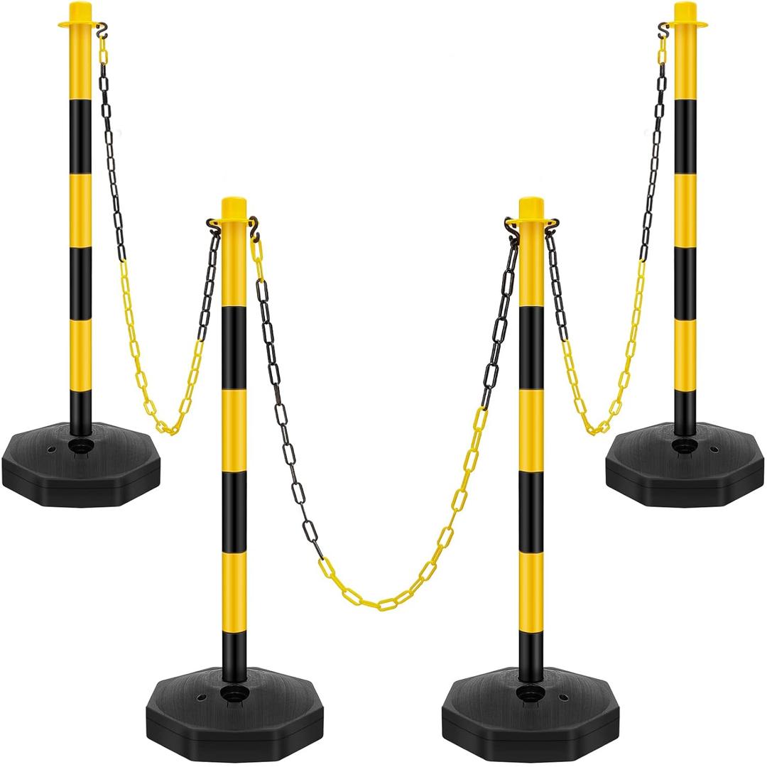 Konohan 4 Sets 34 Inch Parking Cone Delineators Post Traffic Cone Plastic Stanchion Set Stands Parking Barrier with Base 6.6 ft Chain S Hooks Reflective Collar (Yellow,Black) Konohan 4 Sets 34 Inch Parking Cone Delineators Post Traffic Cone Plastic Stanchion Set Stands Parking Barrier with Base 6.6 ft Chain S Hooks Reflective Collar (Yellow,Black)