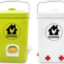 Chicken Feeder and Waterer Set,3 Gallon Automatic Chicken Feeder No Waste,Hanging Poultry Waterer Feeder Kit with Chicken Waterer Nipples and Feeding Ports,Chicken Coop Accessories (13.65x9.752in, White)