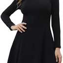 Aphratti Women's Long Sleeve Fall Dresses 2025 Casual Peter Pan Collar A Line Fit and Flare Skater Goth Dress Medium