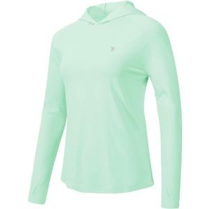 TBMPOY Womens UPF 50+ Sun Protection Hoodie Shirt Long Sleeve Fishing Hiking Outdoor UV Shirt Lightweight (Small, 1 Pocket-green)