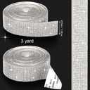 Zonon Self Adhesive Rhinestone Strips Diamond Bling Crystal Ribbon Sticker Wrap for Craft Jewel Tape Roll with 2 mm Rhinestones for DIY Car Phone Christmas Decoration (Silver,1.06 Inch x 3 Yards)