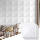 12 Pack 3D Wall Panels for Interior Wall Decor, Accent Felt Wall Panels for Office Living Room Bedroom Hotel Lobby, 12''x12'' PVC Pyramid Wallpapers Cover 12.Sq.FtWhite