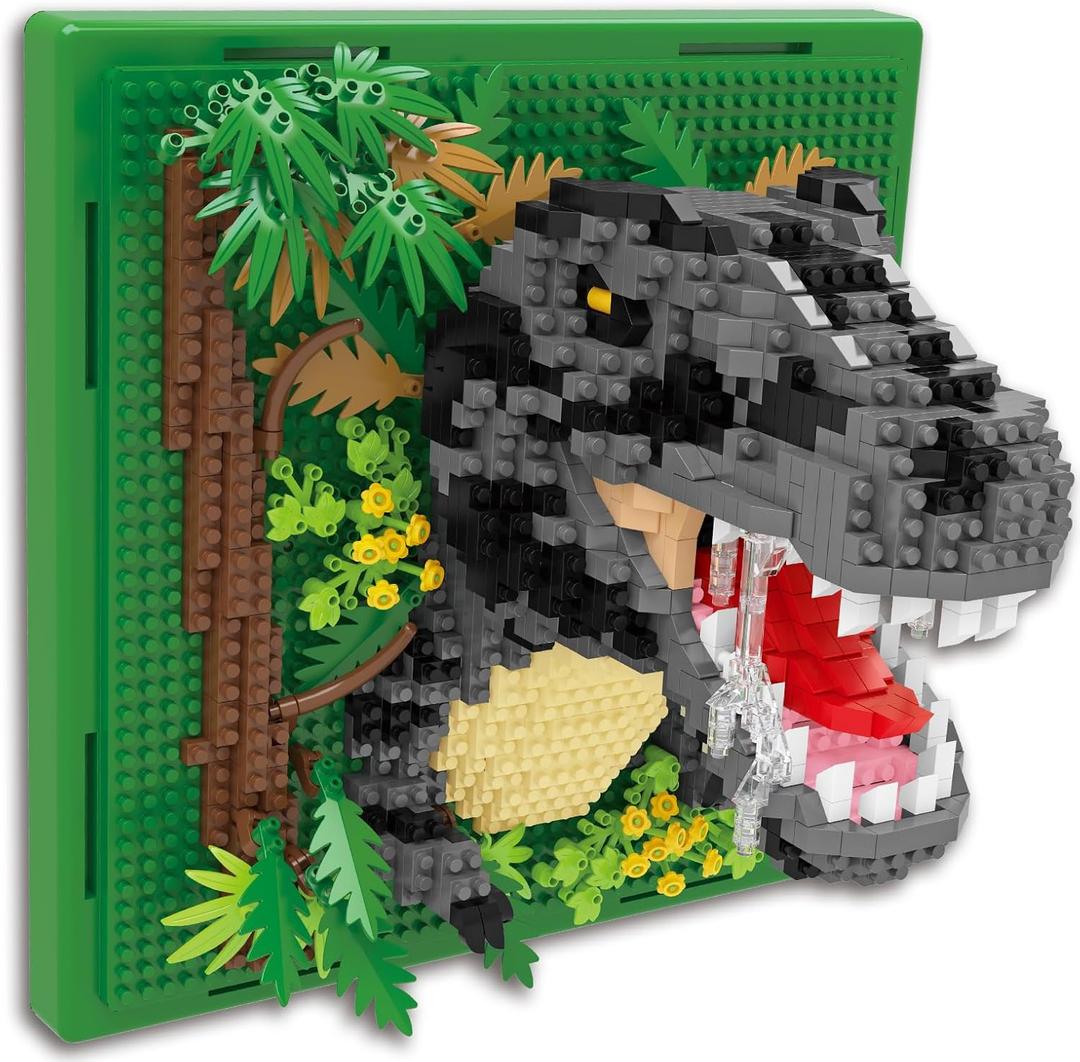 Dinosaur Animal 3D Wall Art Micro Mini Building Blocks Set, Unique Home Wall Decor or Table Display, Ideal Gift Toy for Adults & Teens 14+ (1263 PCS)