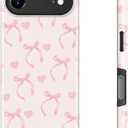 MERRO for iPhone Air Case - Wireless Charging Compatible - Dual-Layer Hard Shell & Silicone Cover - Protective Phone Case with Cute Wildflower Designs for iPhone 17 Air - Bow Heart Pinkie
