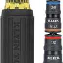 Klein Tools 32910 Impact Driver, 7-in-1 SAE Impact Socket Set with Handle, Flip Socket with 1/4, 5/16, 3/8, 7/16, 1/2 and 9/16-Inch Nut Driver Sizes and 1/4-Inch Bit Holder