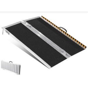 5 Feet Portable Wheelchair Ramp 600LBS Capacity Non-Skid Aluminum Handicap Ramps,Seamless Folding Threshold Ramp Wheel Chair Ramp for Doorways