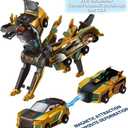 Collision Transforming Dinosaur Car Toy, Magnetic Dinosaur Transformer Car for Boys & Girls Party Favors Birthday Christmas (Gold)