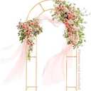 GRENTY Open Arch Backdrop Stand,7.2 FT Metal Double Arch Backdrop Frame U Shaped Wedding Arches for Wedding Ceremony, Baby Shower, Birthday Party, Graduation Party, Photo Backdrops (Gold)