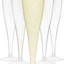 Oojami 30 Plastic Classic Champagne Disposable Flutes for Parties Plastic cups Wedding Party Toasting Cocktail Cups Bulk Party Pack (Gold Rim) 4.5 oz