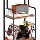 Record Player Stand, 3-Tier Record Player Table, Vinyl Record Storage with Extra-Large Desktop, Turntable Stand End Table for Vinyl Record, Record Holder for Living Room - Rustic Brown