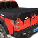 Upgraded Truck Bed Cover for Ford F150/F250 Silverado/Sierra Ram Tundra Long Bed (8 Box), Truck Bed Tarp Cover with Bungee Belts, Black 600D Waterproof Oxford Cargo Tarp Cover