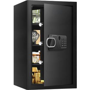 5.1 Cuft Large Home Safe Fireproof Waterproof, Anti-Theft Fireproof Safe Box with Programmable Keypad, Spare Keys and Alarm System, Fire Safes for Home Money Document Valuables