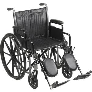Drive Medical SSP220DDA-ELR Silver Sport 2 Full-Reclining Transport Wheelchair with Detachable Desk Arms and Swing-Away Elevating Leg Rest, Black (20 Inch (Pack of 1))