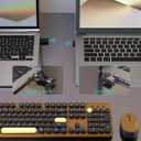 Retro Wireless Keyboard and Mouse Combo with Wrist Rest - Aesthetic Typewriter Style, Full-Size Clicky Tactile Floating Round Keys, 2.4GHz Ergonomic Set for Mac, Windows(Coffee Color)