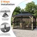 COWVIE Gazebo Replacement Mesh Netting, Durable Polyester Screen - 10'x12' Size, 4-Panel Sidewalls with Double Zippers for Patio & Outdoor (Netting Only)