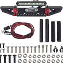 ShareGoo Metal Front Bumper with Lights Bar Tow Trailer Compatible with Traxxas TRX-4 Axial SCX10 90046 90047 SCX10 II 1/10 RC Crawler Car