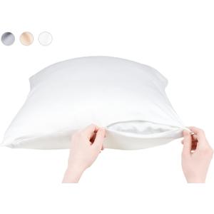 Anti Acne Pillowcase - King Size 20"x36" with Zipper, Premium 75% Viscose Derived from Bamboo, 25% Modal Blend, White, 1 Piece - Cooling Silky Satin Pillow Case - Oeko-TEX Certified