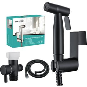BARROCK Handheld Bidet Sprayer for Toilet, Stainless Steel Metal Made Baby Cloth Diaper Spraying Kit, Bathroom Toilet Bidet Attachment Set for Bathing Pets and Feminine Hygiene, Matte Black