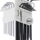 Amazon Basics Hex Key Allen Wrench, Long Arm, Ball End, Metric and Standard Sizes, Chrome Vanadium Steel, 26-Piece with Storage Case
